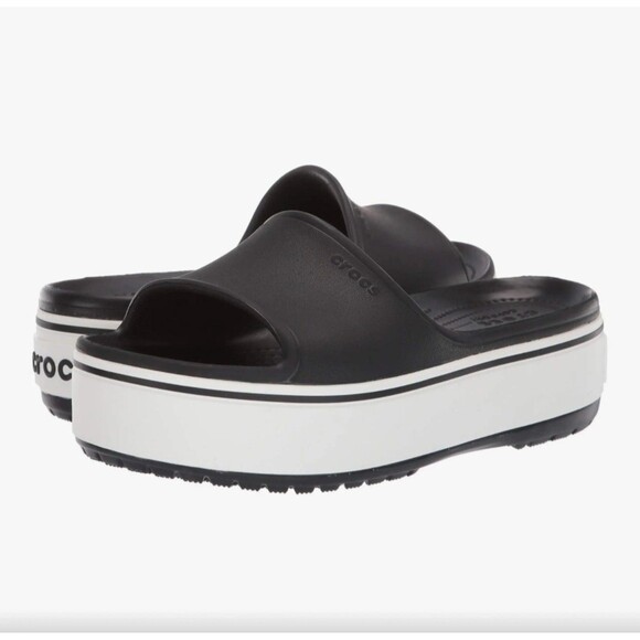 Crocs Women's Crocband Platform Slip On Round Toe Slide Sandals 6 - Picture 1 of 5